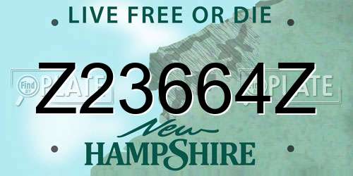 Z23664Z New Hampshire License Plate