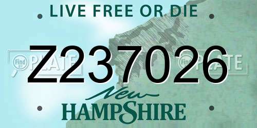 Z237026 New Hampshire License Plate
