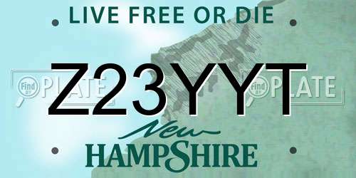 Z23YYT New Hampshire License Plate