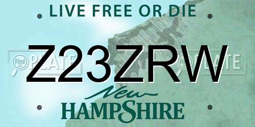 Z23ZRW New Hampshire License Plate