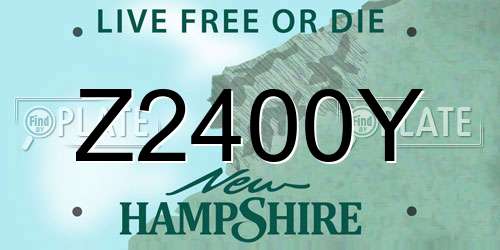 Z2400Y New Hampshire License Plate