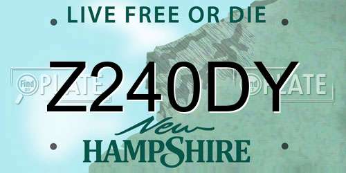 Z240DY New Hampshire License Plate
