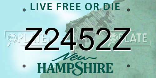 Z2452Z New Hampshire License Plate