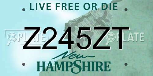 Z245ZT New Hampshire License Plate