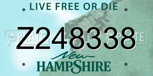 Z248338 New Hampshire License Plate