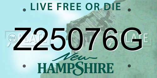 Z25076G New Hampshire License Plate
