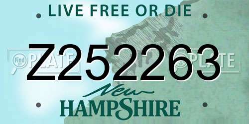 Z252263 New Hampshire License Plate