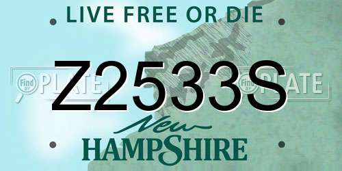 Z2533S New Hampshire License Plate