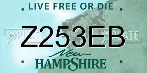 Z253EB New Hampshire License Plate