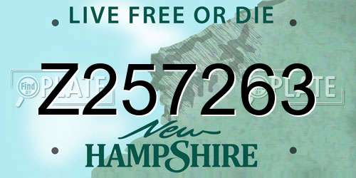 Z257263 New Hampshire License Plate
