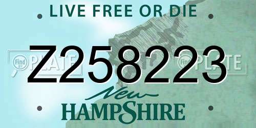 Z258223 New Hampshire License Plate