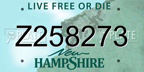 Z258273 New Hampshire License Plate
