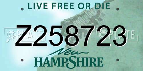 Z258723 New Hampshire License Plate