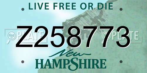 Z258773 New Hampshire License Plate