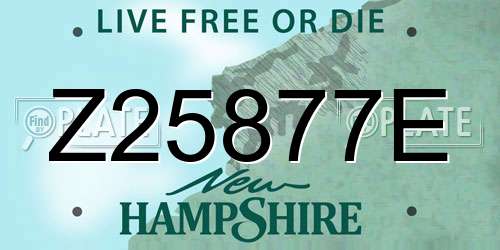 Z25877E New Hampshire License Plate