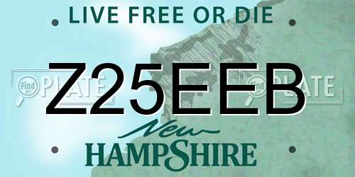 Z25EEB New Hampshire License Plate