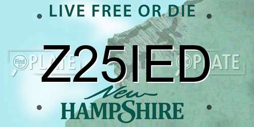 Z25IED New Hampshire License Plate