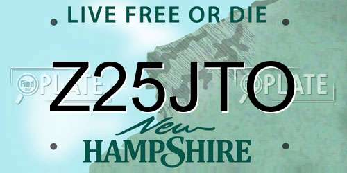 Z25JTO New Hampshire License Plate