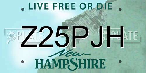 Z25PJH New Hampshire License Plate
