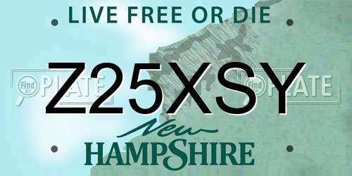 Z25XSY New Hampshire License Plate