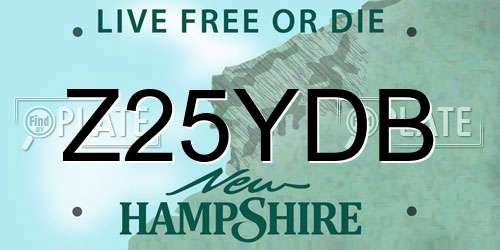 Z25YDB New Hampshire License Plate