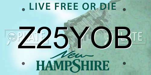 Z25YOB New Hampshire License Plate