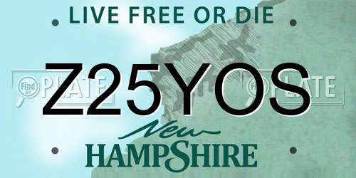 Z25YOS New Hampshire License Plate