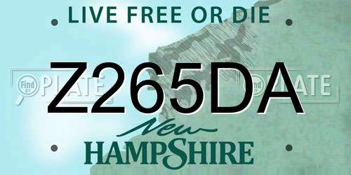 Z265DA New Hampshire License Plate
