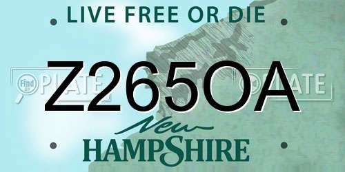 Z265OA New Hampshire License Plate