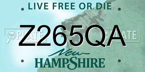 Z265QA New Hampshire License Plate