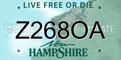 Z268OA New Hampshire License Plate