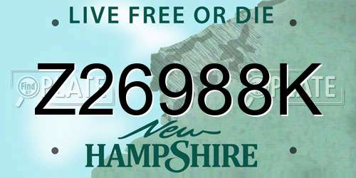 Z26988K New Hampshire License Plate