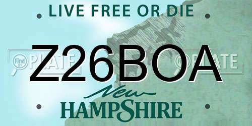 Z26BOA New Hampshire License Plate