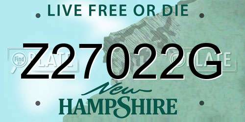Z27022G New Hampshire License Plate