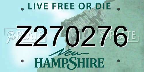 Z270276 New Hampshire License Plate