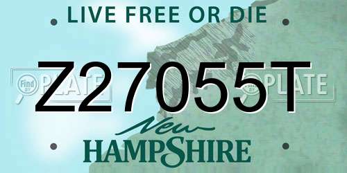 Z27055T New Hampshire License Plate