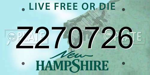 Z270726 New Hampshire License Plate