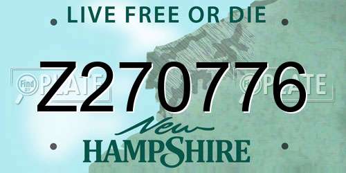 Z270776 New Hampshire License Plate