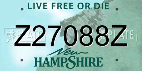 Z27088Z New Hampshire License Plate