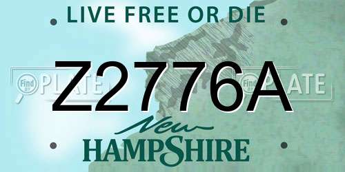 Z2776A New Hampshire License Plate