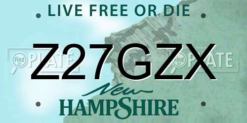 Z27GZX New Hampshire License Plate