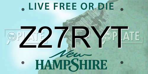 Z27RYT New Hampshire License Plate
