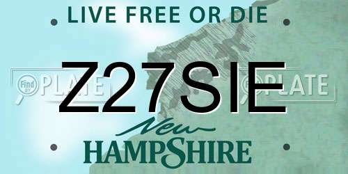Z27SIE New Hampshire License Plate