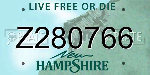Z280766 New Hampshire License Plate