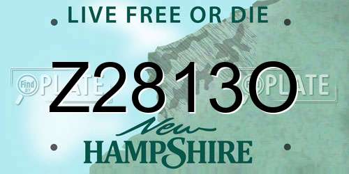 Z2813O New Hampshire License Plate