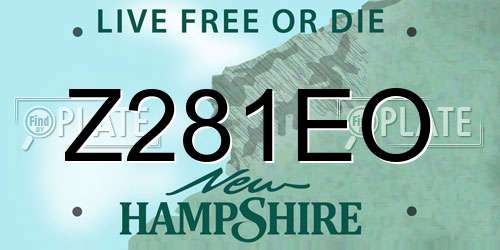 Z281EO New Hampshire License Plate