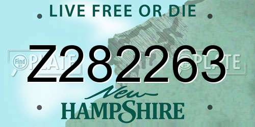 Z282263 New Hampshire License Plate
