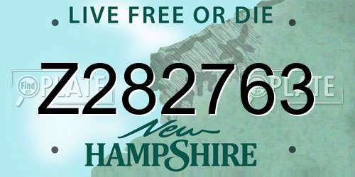 Z282763 New Hampshire License Plate