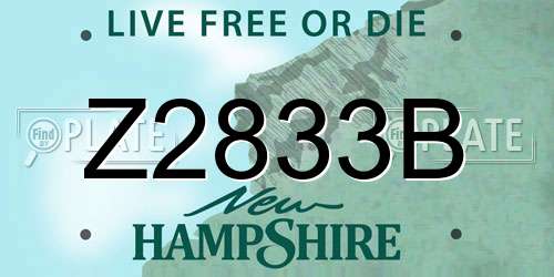 Z2833B New Hampshire License Plate
