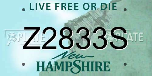 Z2833S New Hampshire License Plate
